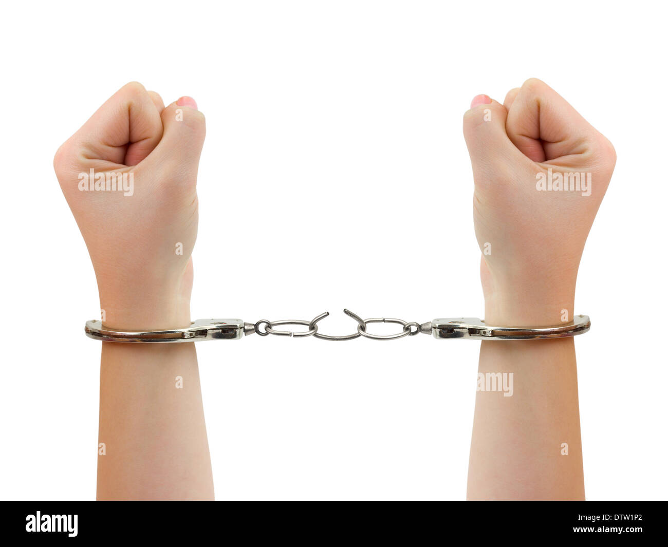 Hands and breaking handcuffs Stock Photo Alamy