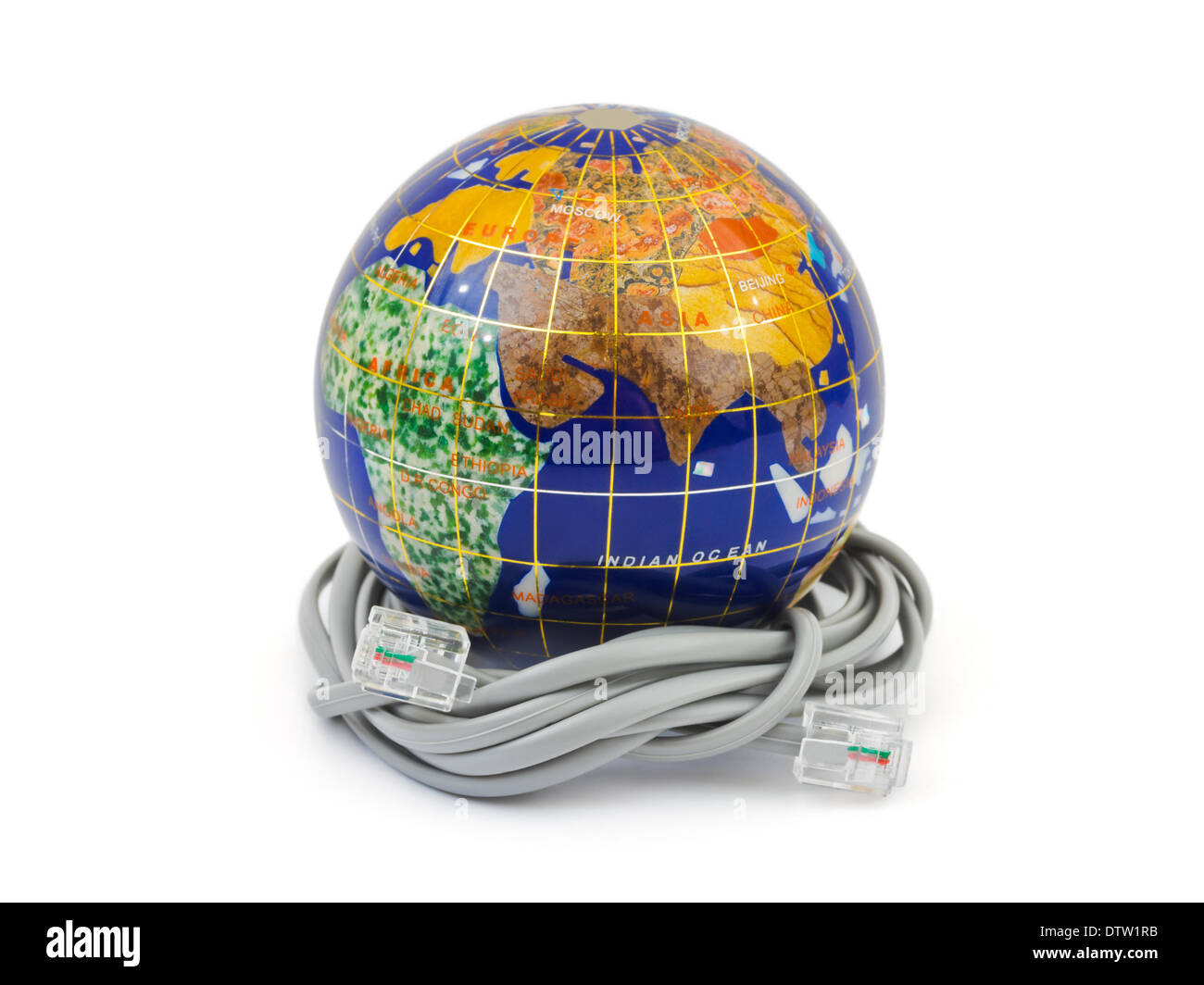 Globe and cable Stock Photo Alamy