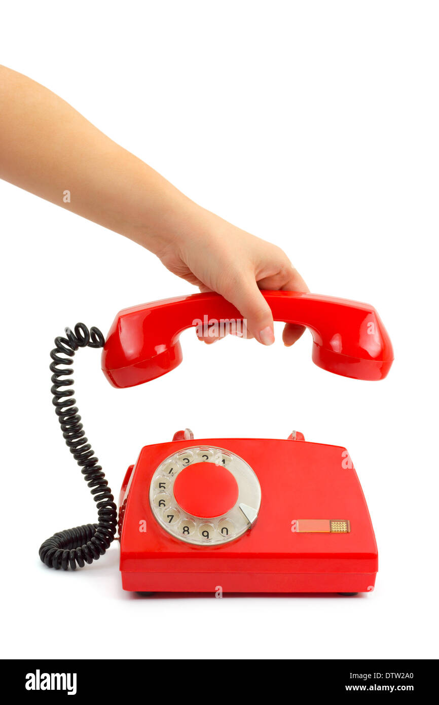Telephone and woman hand Stock Photo Alamy