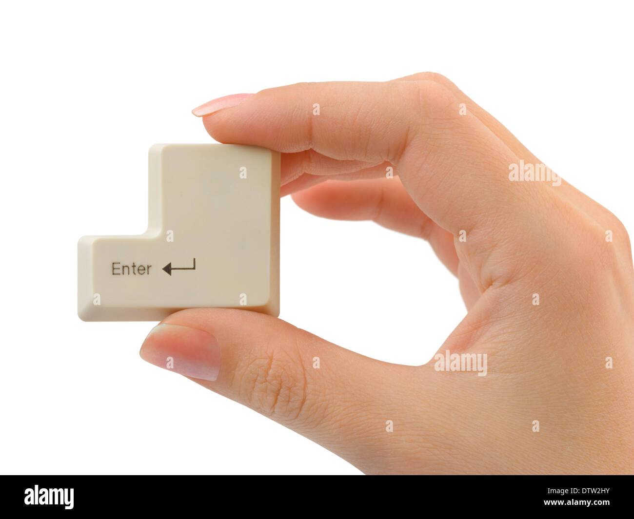 Computer button in hand Stock Photo - Alamy