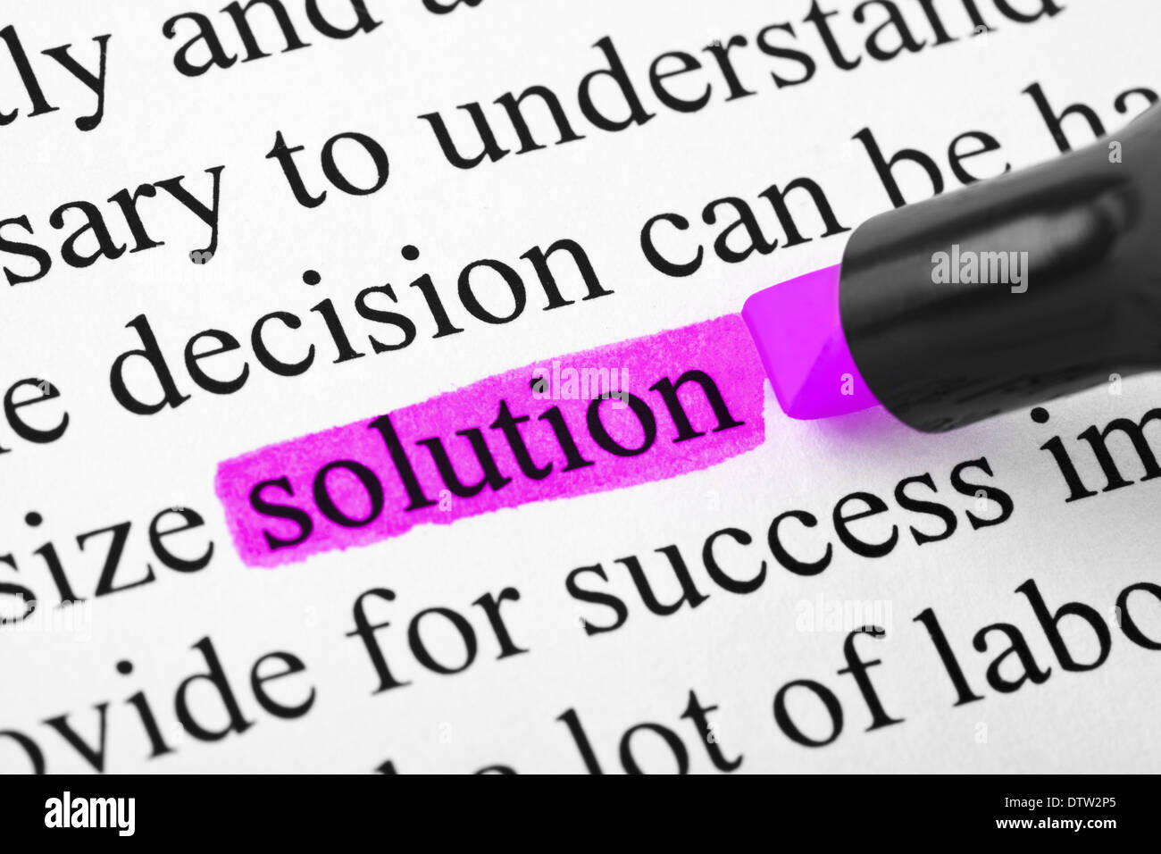 Highlighter and word solution Stock Photo