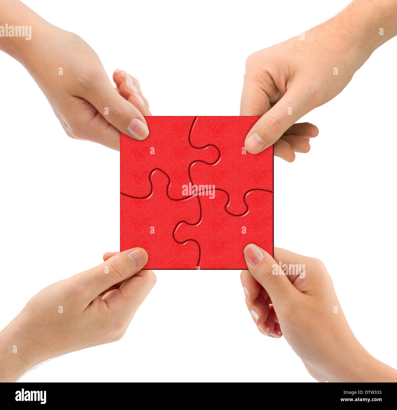 Hands and puzzle Stock Photo - Alamy