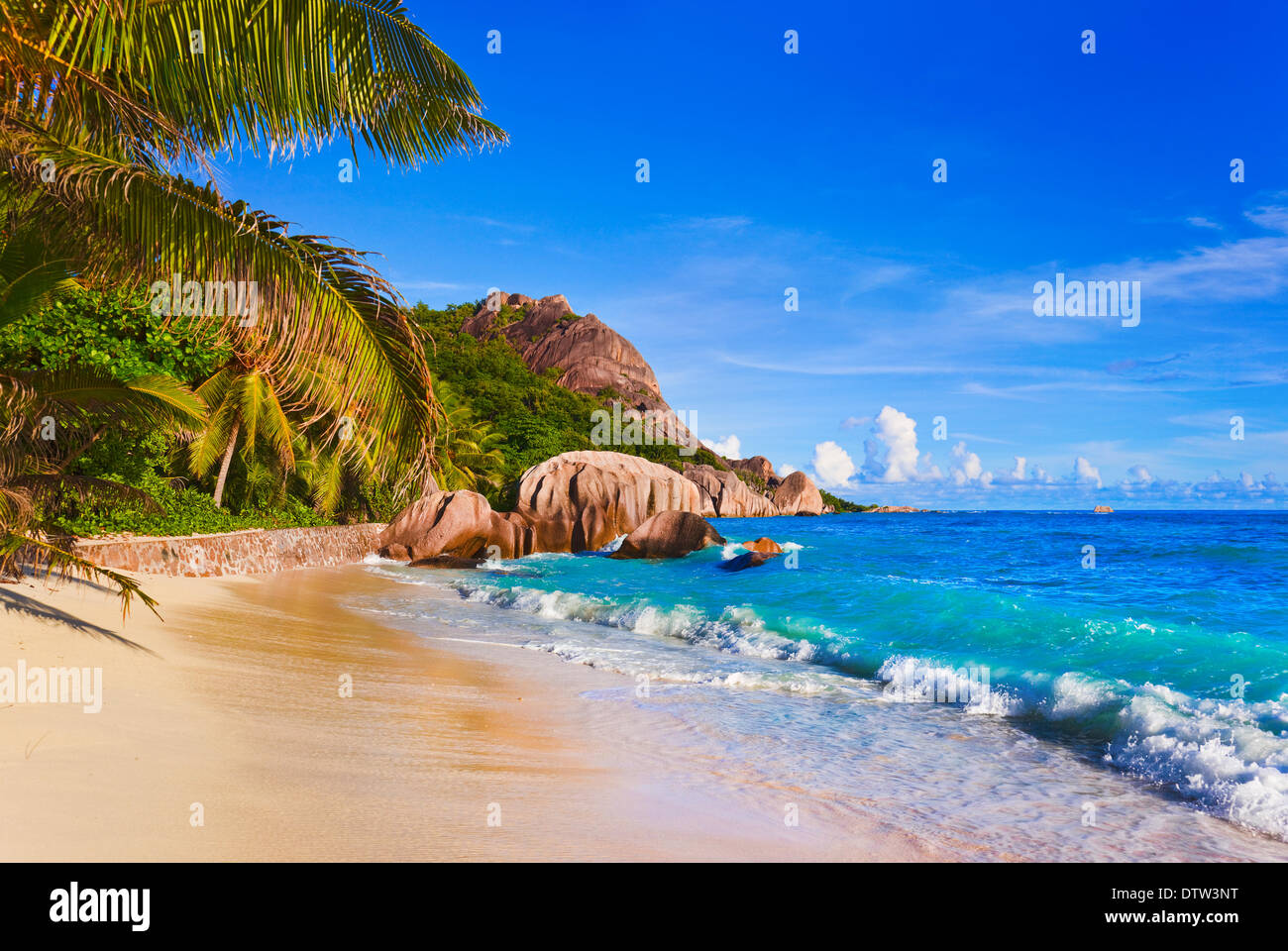Tropical beach Source D'Argent at Seychelles Stock Photo - Alamy