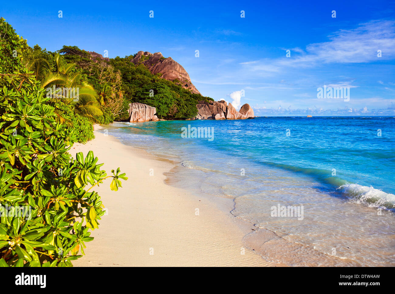 Tropical beach Source D'Argent at Seychelles Stock Photo - Alamy