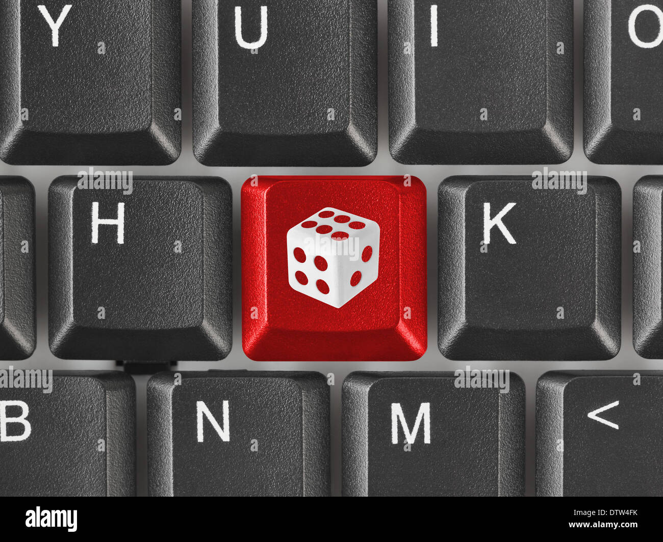Computer keyboard with dice key Stock Photo Alamy
