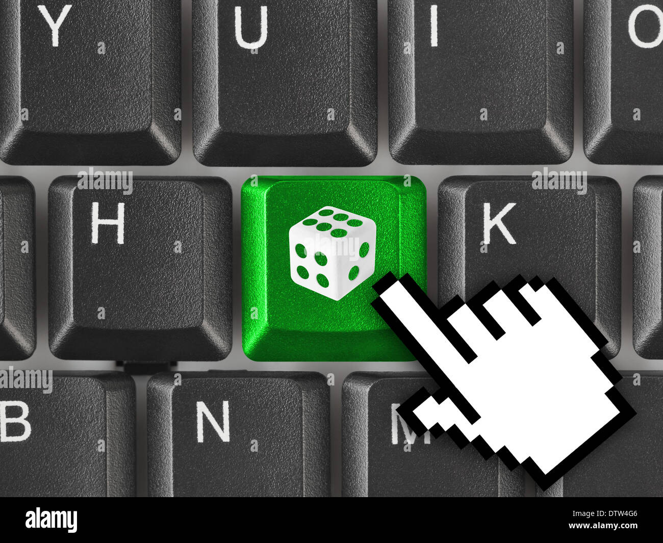 Computer keyboard with dice key Stock Photo