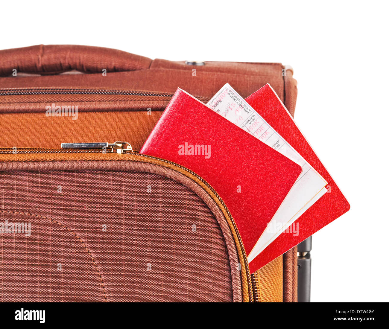Travel case, passport and ticket Stock Photo Alamy