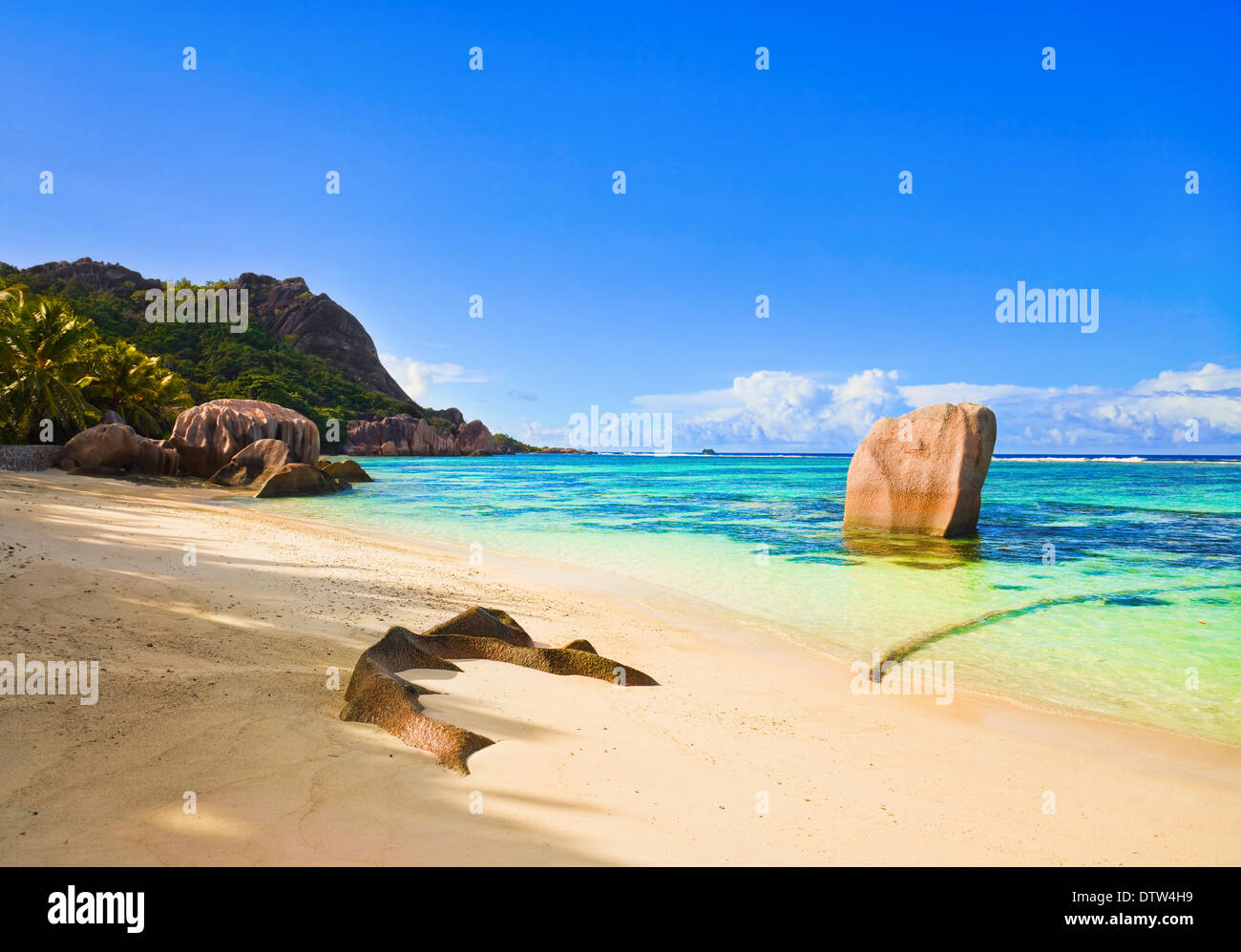 Beach Source d'Argent at Seychelles Stock Photo - Alamy