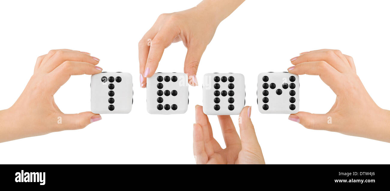 Hands people team word letter hi-res stock photography and images - Alamy