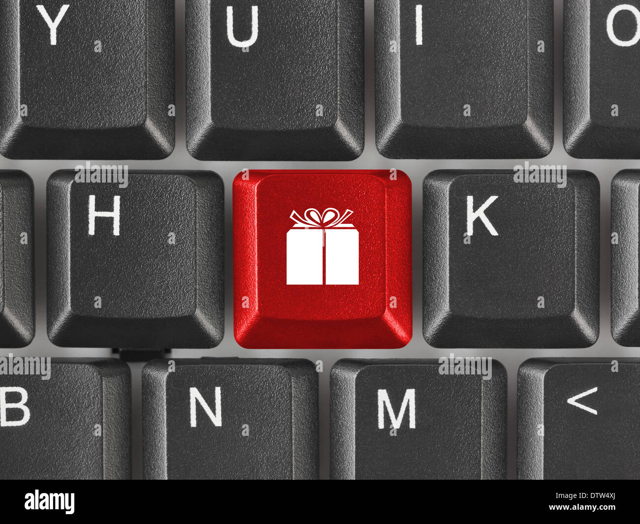 Computer keyboard with gift key Stock Photo