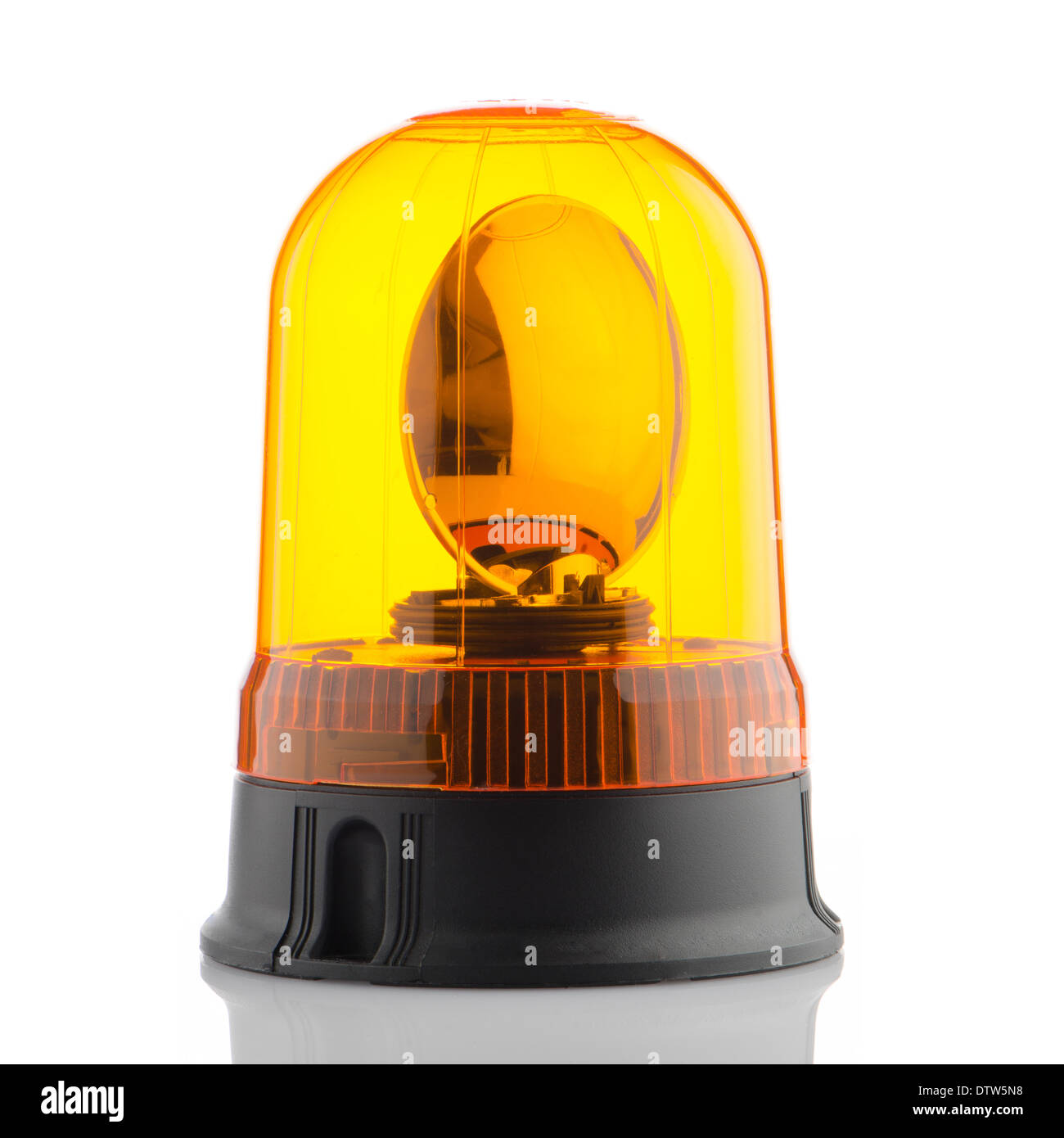 Orange rotating beacon on white reflective background Stock Photo - Alamy