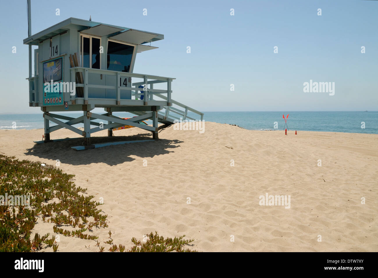 Lifeguard tower on Will Rogers State Beach, Los Angeles Stock Photo