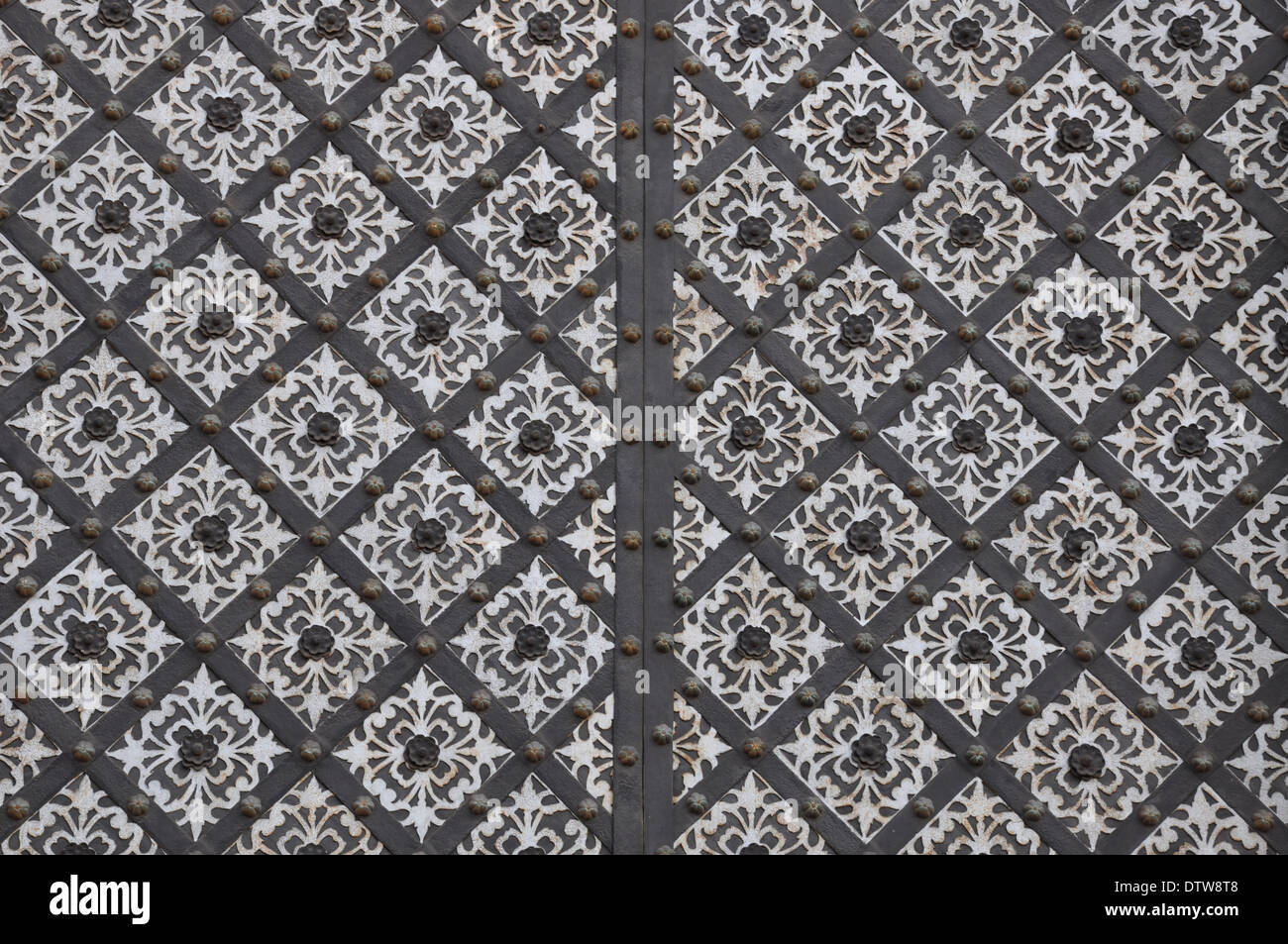 steel gate with decorative ornament Stock Photo Alamy