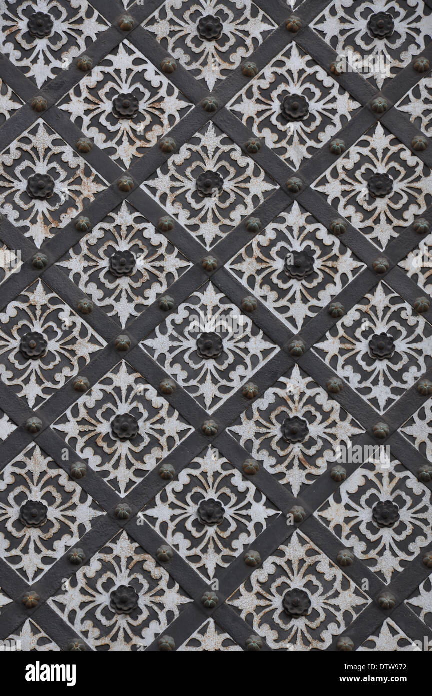 steel gate with decorative ornament Stock Photo Alamy