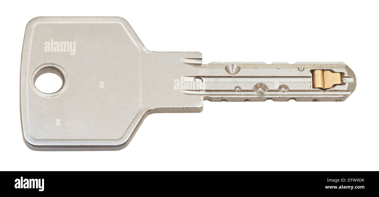 apartment key for pin tumbler lock isolated on white background Stock