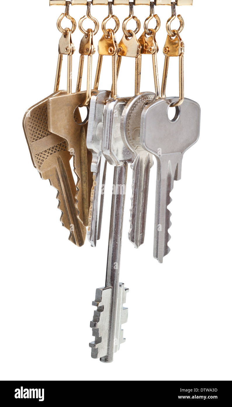 several different home keys on pendants isolated on white background Stock Photo Alamy