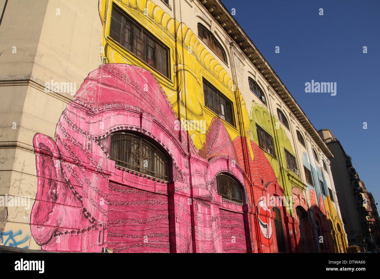Rome, Italy. 24th Februrary 2014. Street Art by the artist Blu on an old military barracks building in the Ostiense district in Rome Italy Credit:  Gari Wyn Williams/Alamy Live News Stock Photo