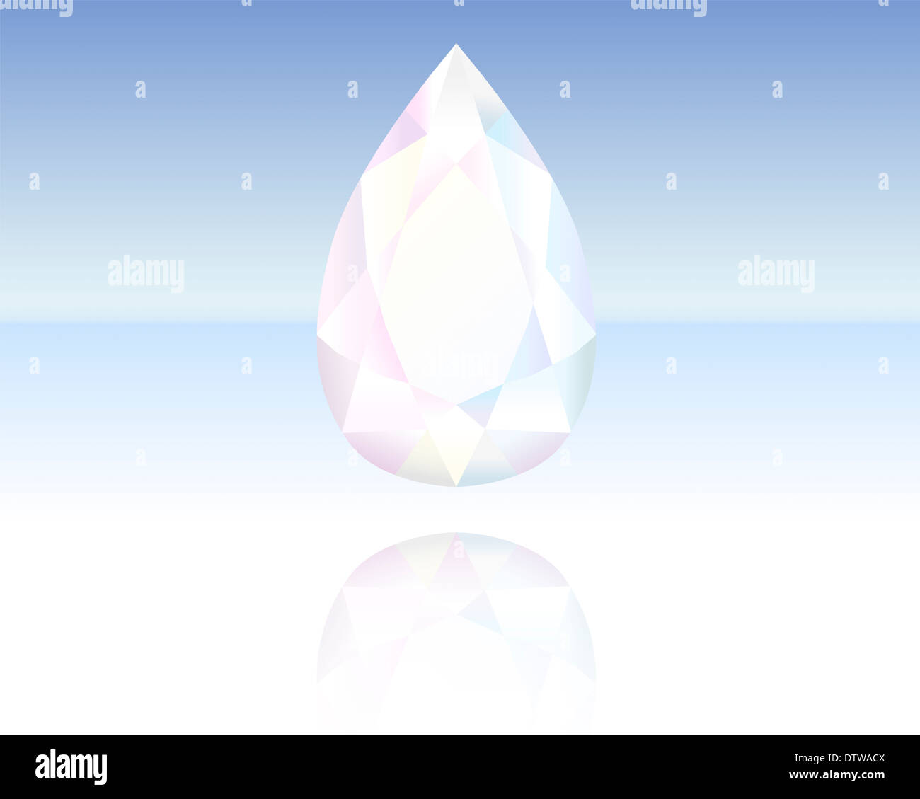Finely polished crystal in the shape of a drop. Stock Photo
