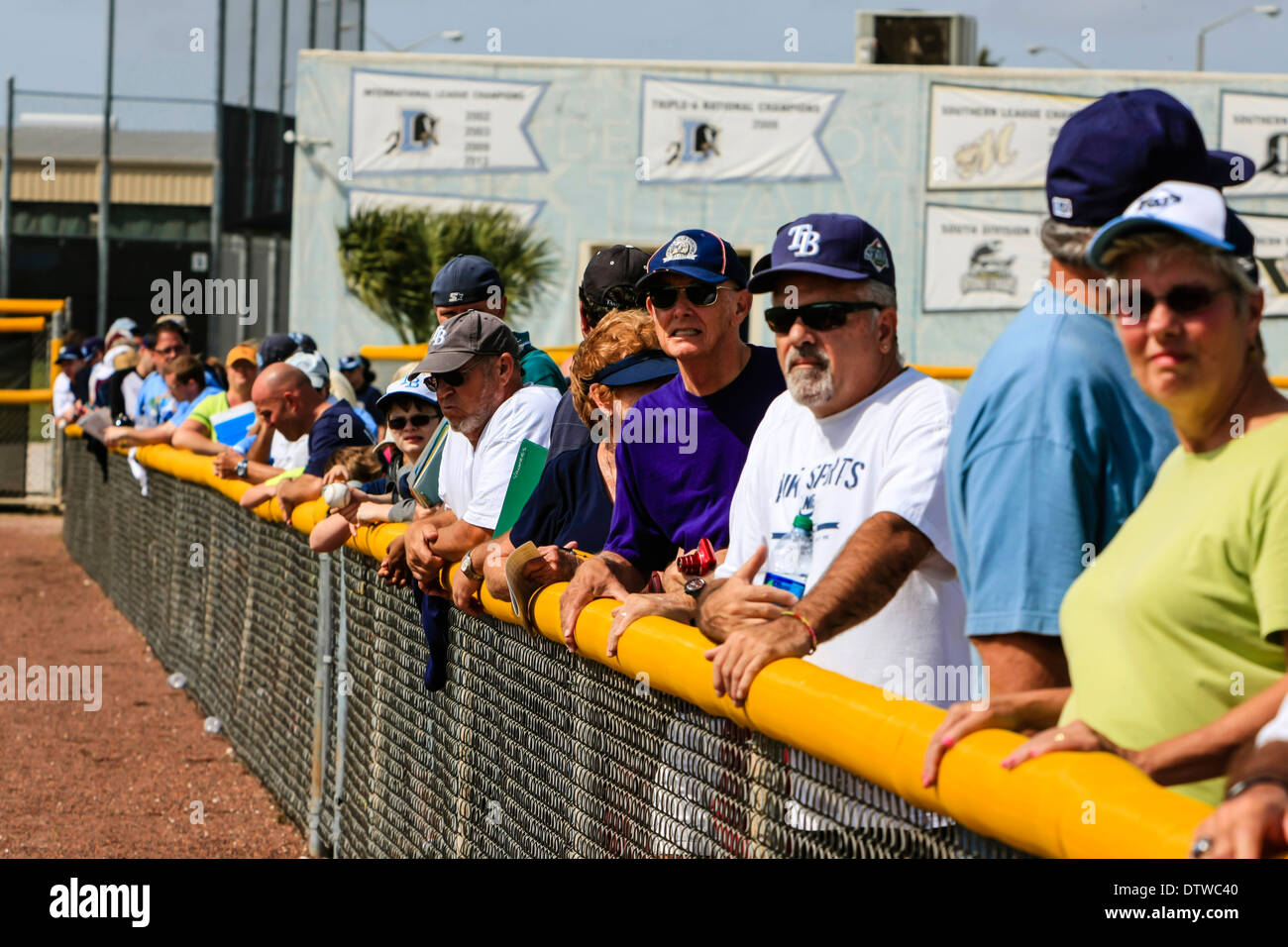 Fans of the Tampa Bay Rays wait to see their idols at the Florida Spring training Stock Photo