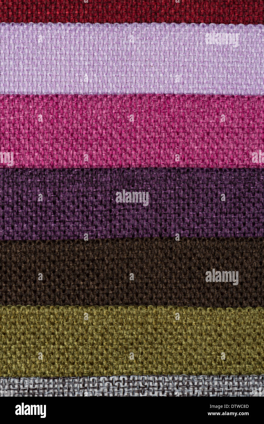 Multicolor Sample Closeup detail of multi color fabric samples texture background Stock ...