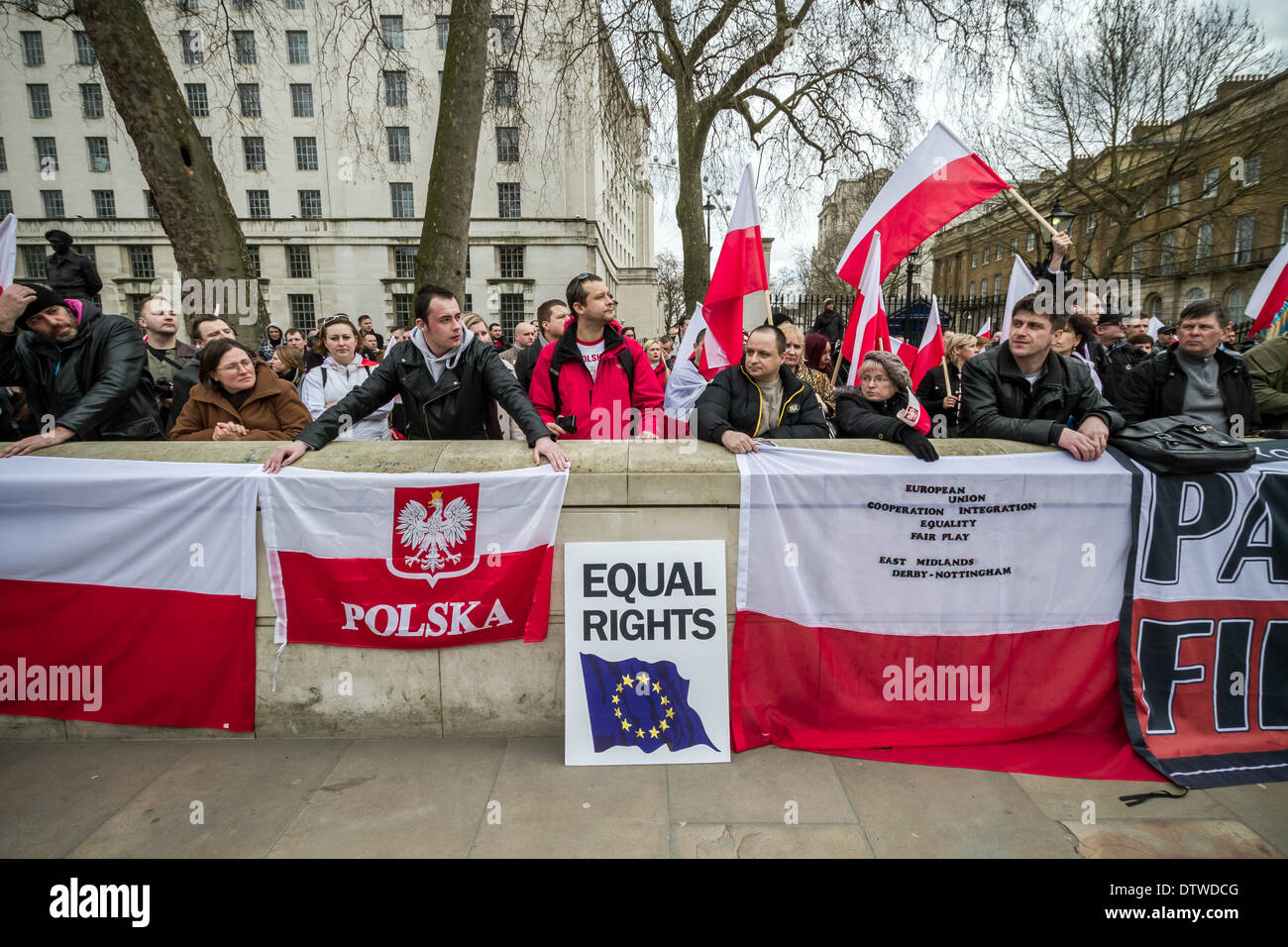 Demonstration against the discrimination of Polish people in London and UK Stock Photo