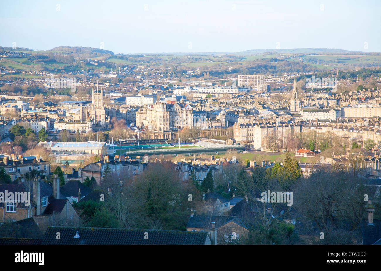 Panoramic view looking west over the city of Bath, north east Somerset