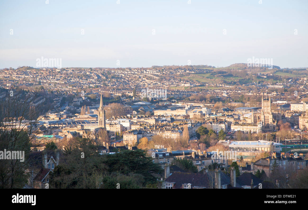 Panoramic view looking west over the city of Bath, north east Somerset
