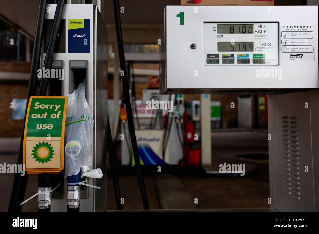 Fuel Pump Is Sold Out Of Unleaded Stock Photo 66944159 Alamy