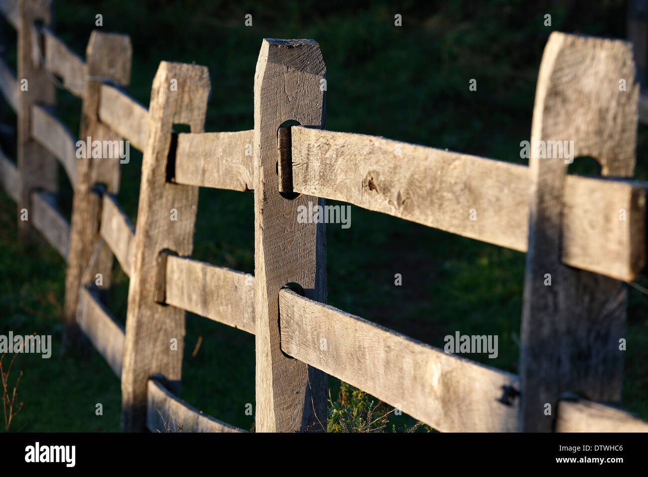 wood fence railing Stock Photo