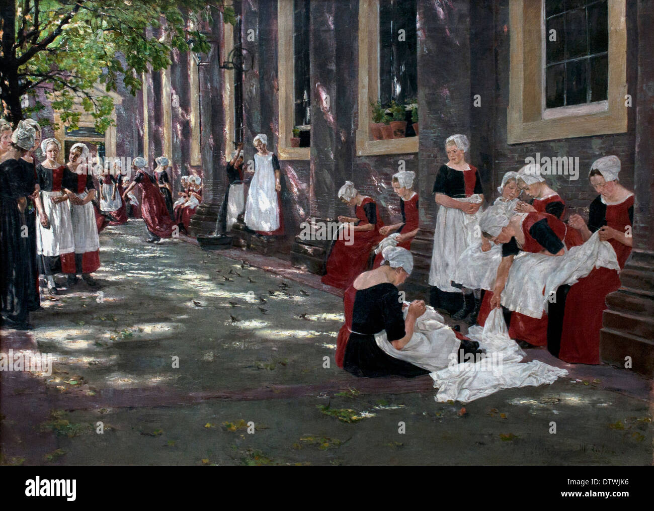 Free period in Amsterdam orphanage 1894  MAX LIEBERMANN (1847-1935) German Germany Stock Photo