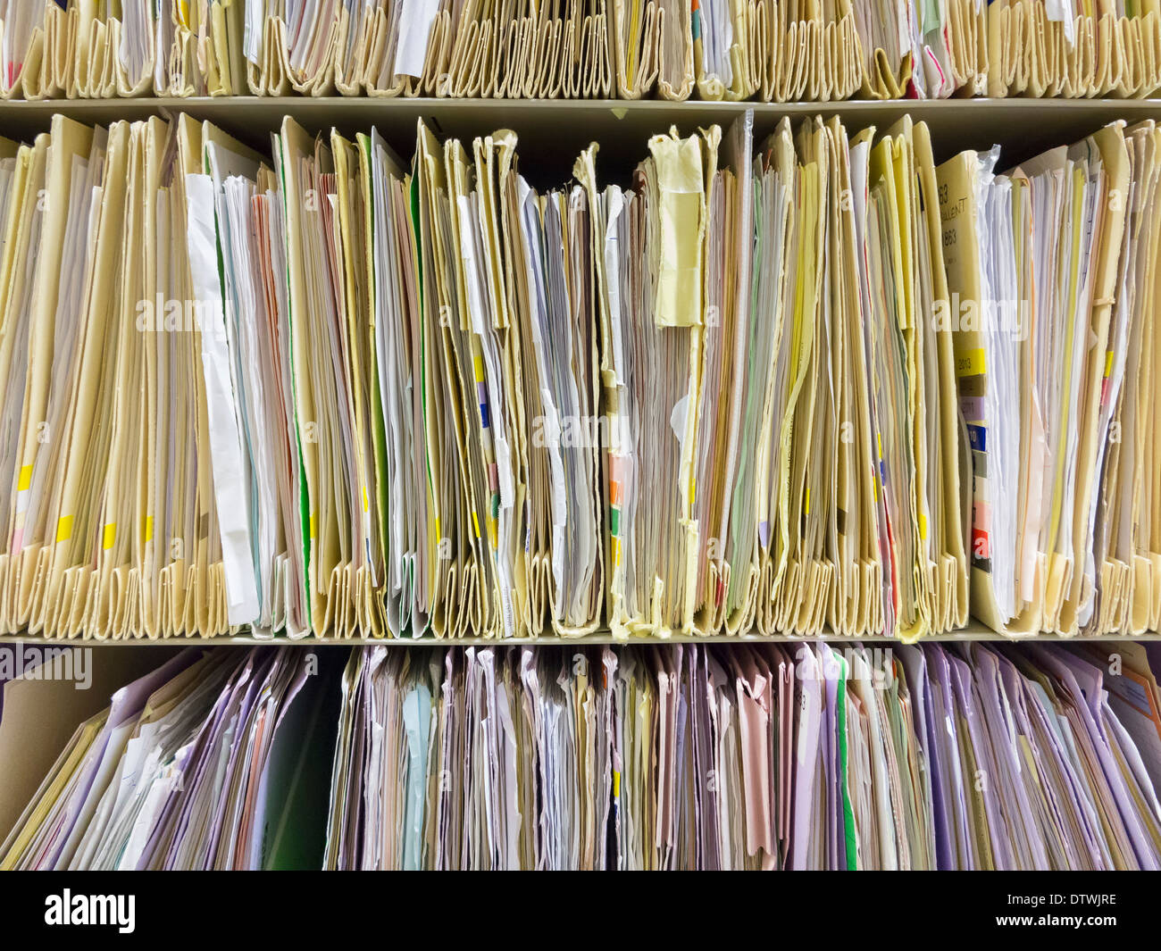 Paper files at a UK hospital Stock Photo