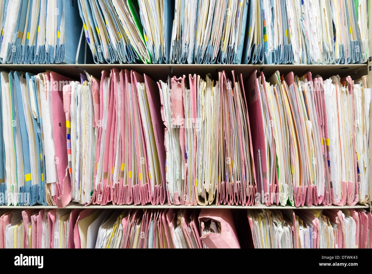 Paper files at a UK hospital Stock Photo