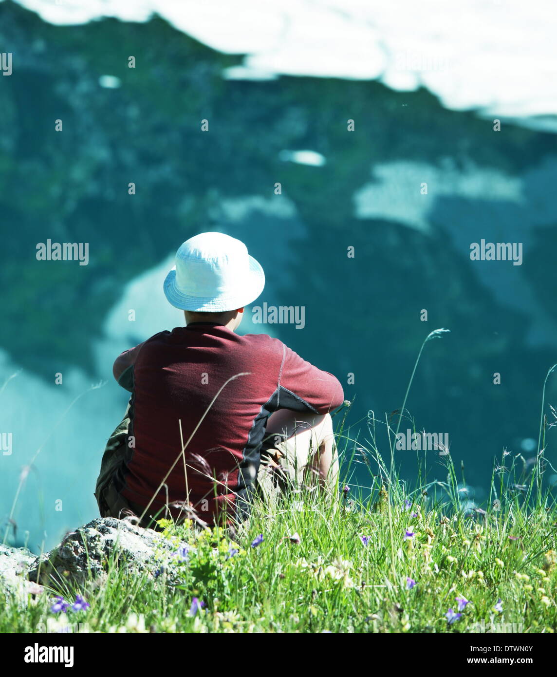 Boy in mountain Stock Photo - Alamy