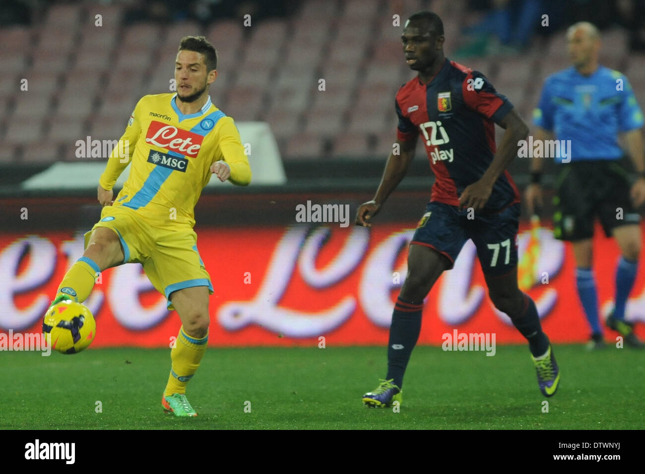 Naples, Italy. 24th Feb, 2014. Dries Mertens during Italian Serie A match between SSC Napoli and Genoa CFC Football / Soccer at Stadio San Paolo on February 24, 2014 in Naples, Italy. Credit:  Franco Romano/Alamy Live News Stock Photo