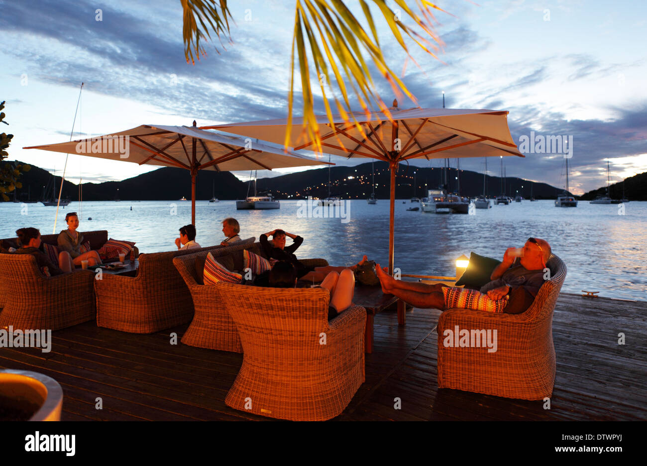 A sundowner at Saba Rock, Virgin Gorda, British Virgin Islands Stock Photo