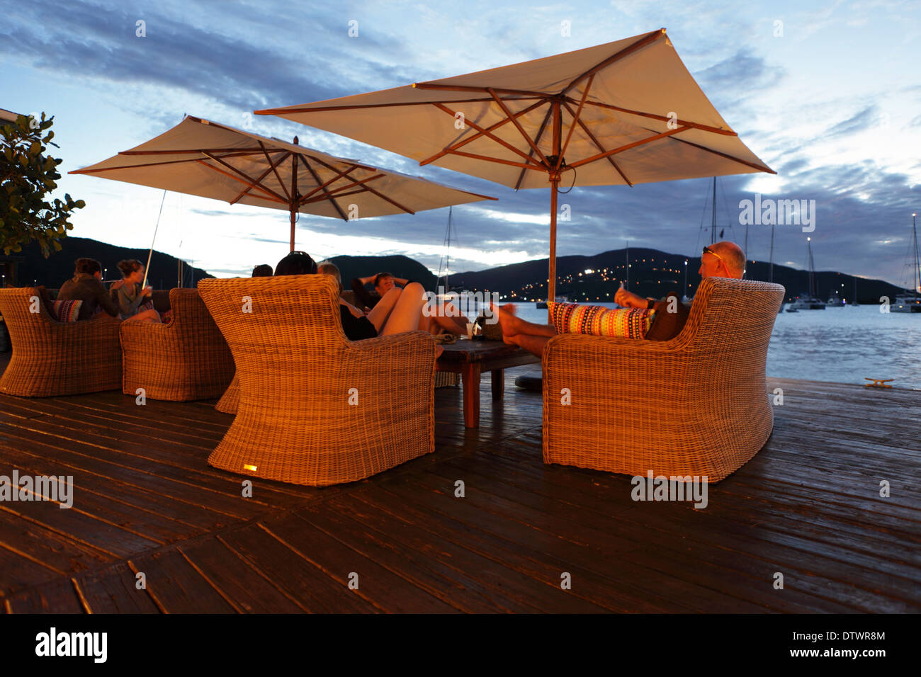 A sundowner at Saba Rock, Virgin Gorda, British Virgin Islands Stock Photo