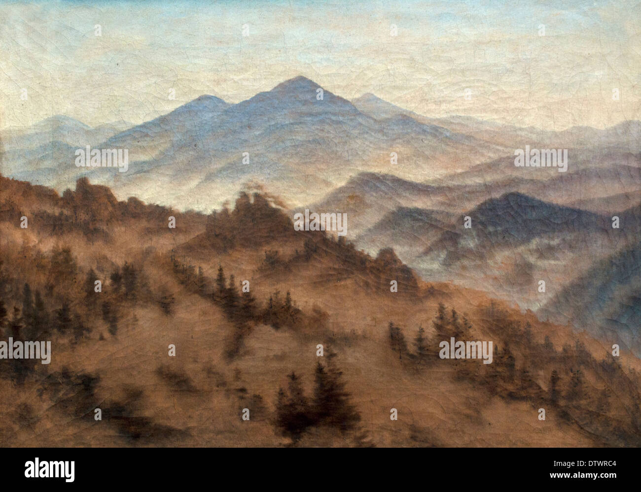 Mountains in the rising Fog Caspar David Friedrich 1774 - 1840  German Germany Stock Photo