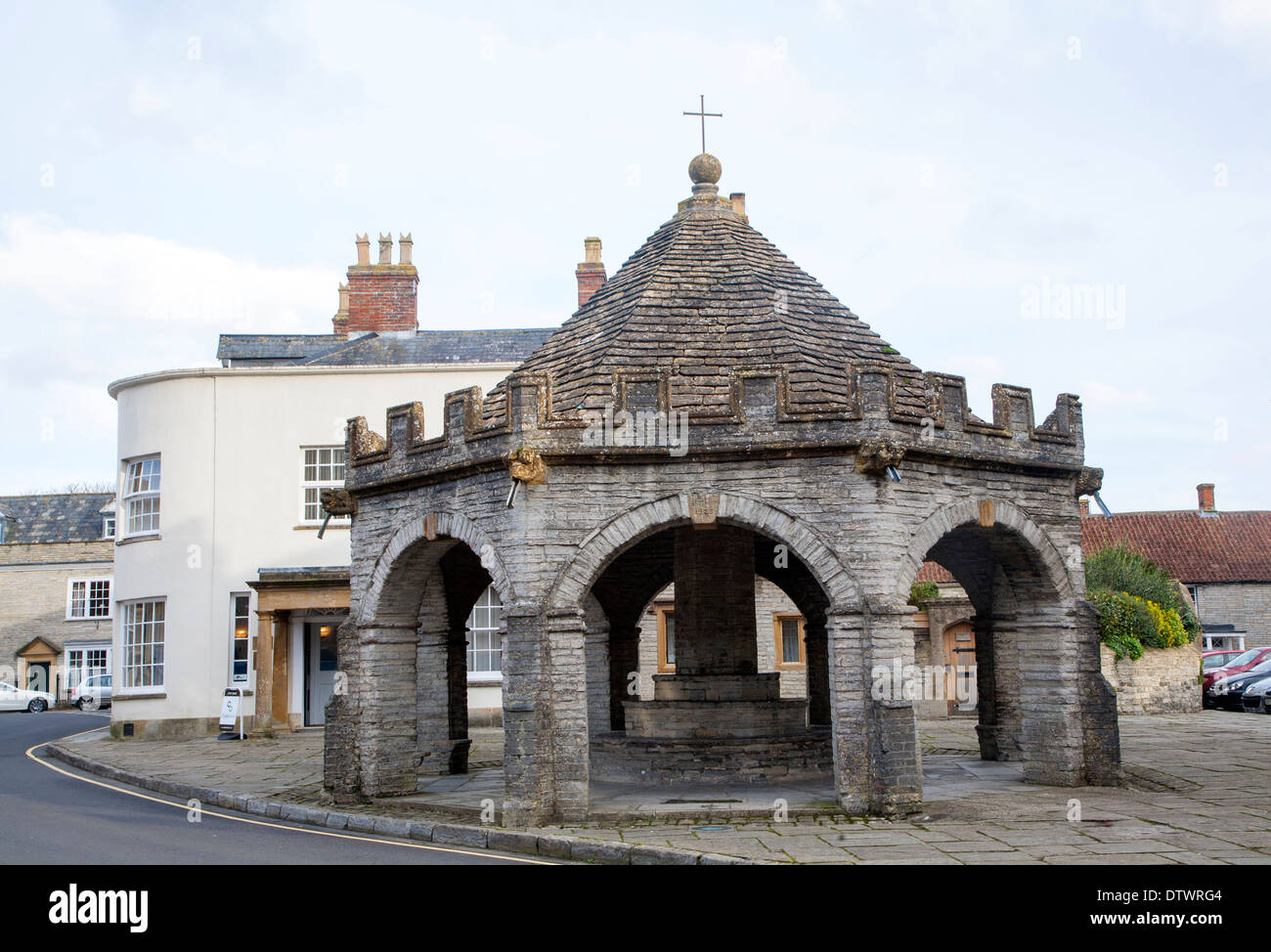 Thirteenth century market cross in Somerton, Somerset, England Stock Photo