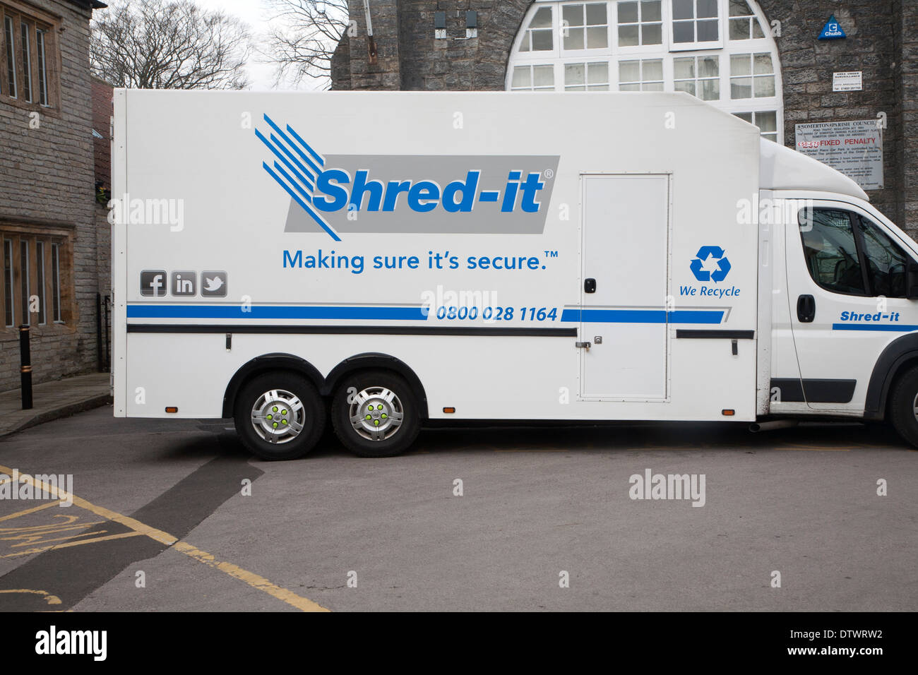 Shred-it paper secure recycling vehicle, Somerset, England Stock Photo