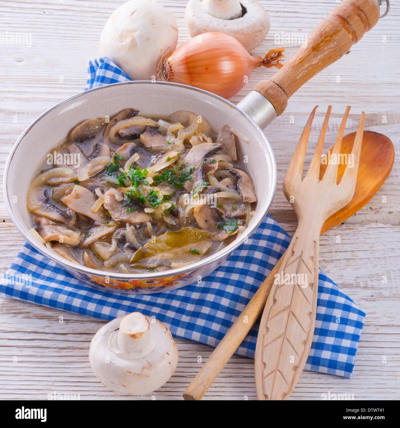 roasted mushrooms with onions Stock Photo - Alamy