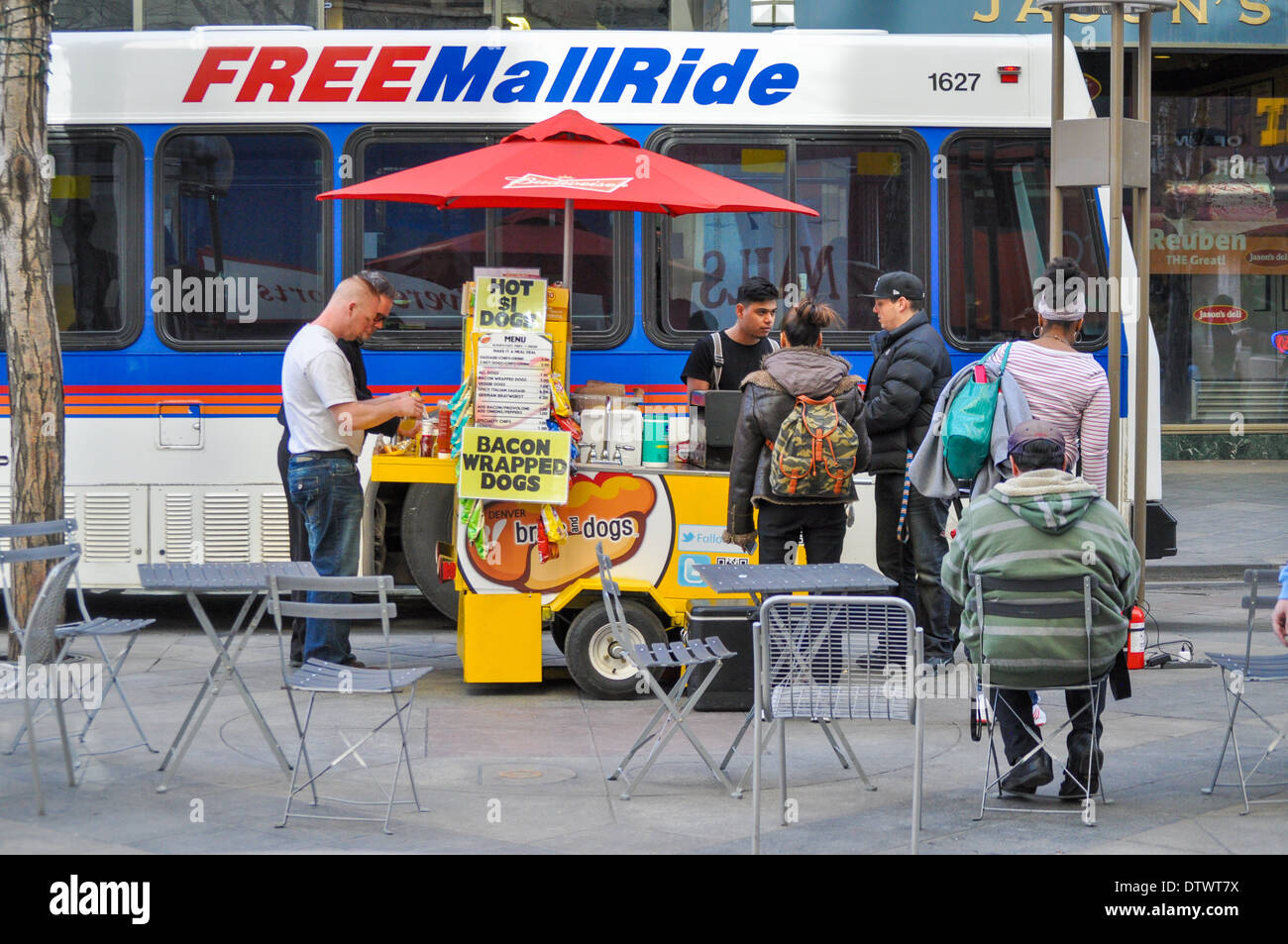 food cart on mall in downtown Denver, Colorado Stock Photo Alamy