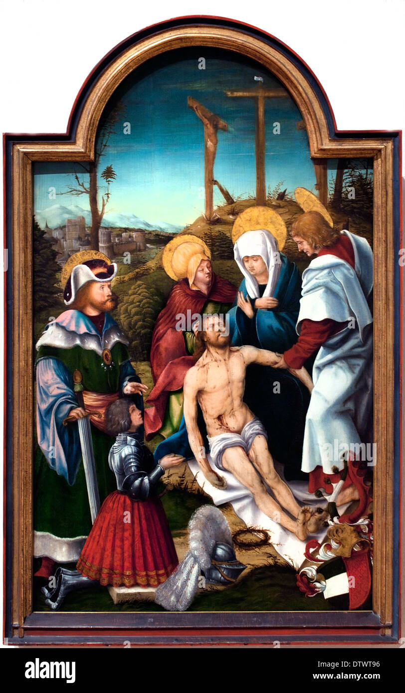 Lamentation of Christ with the Holy Sigismund and a kneeling donor 1515 Hans Burgkmair the Elder 1473 - 1531 German Germany Stock Photo