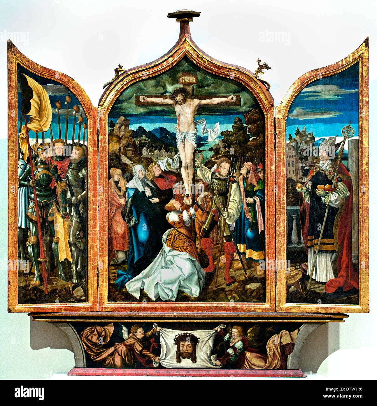 Kreuzigungsretabel - Crucifixion altarpiece 1523 Seeschwabische Workshop ( Werkstatt ) Konstanz German Germany Stock Photo