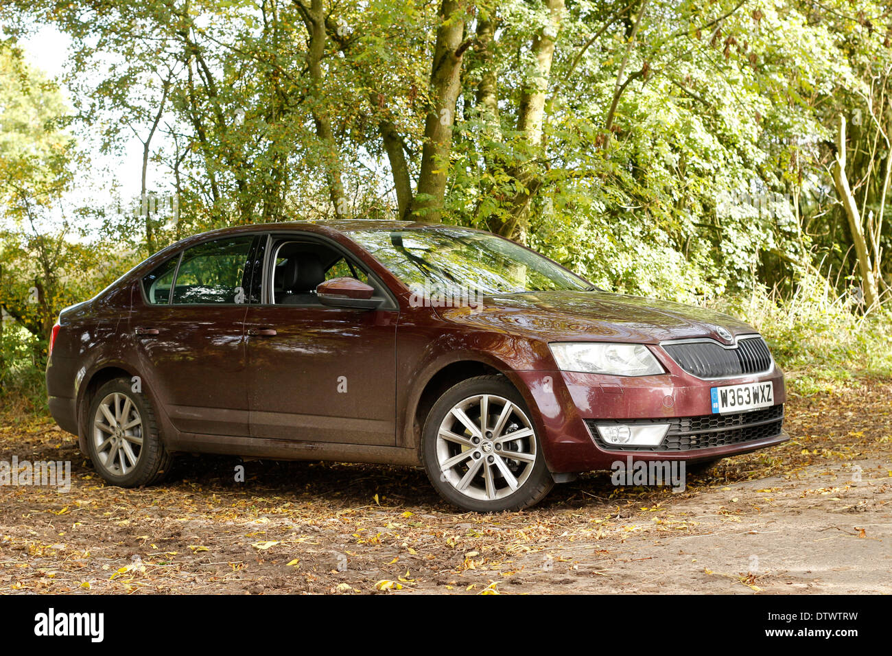 Dark Red Skoda Octavia Elegance 2 0tdi Mark Iii Parked In The Woods Stock Photo Alamy