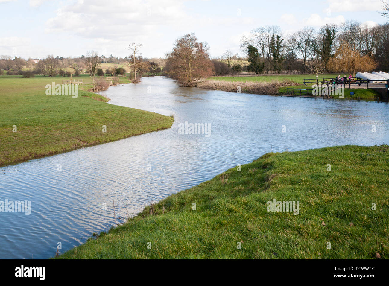 A tributary joining the River Stour at a confluence of waters at Dedham, Essex, England Stock Photo