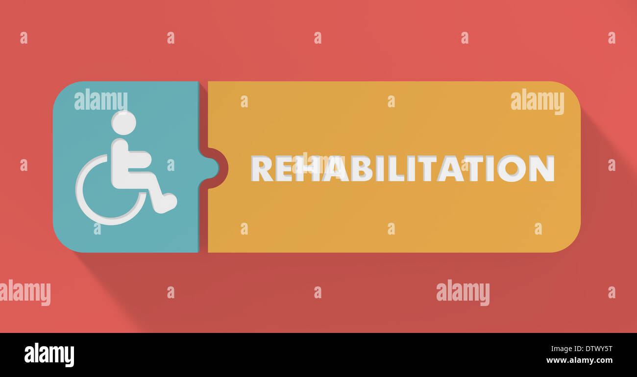 Rehabilitation Concept in Flat Design with Long Shadows. Stock Photo