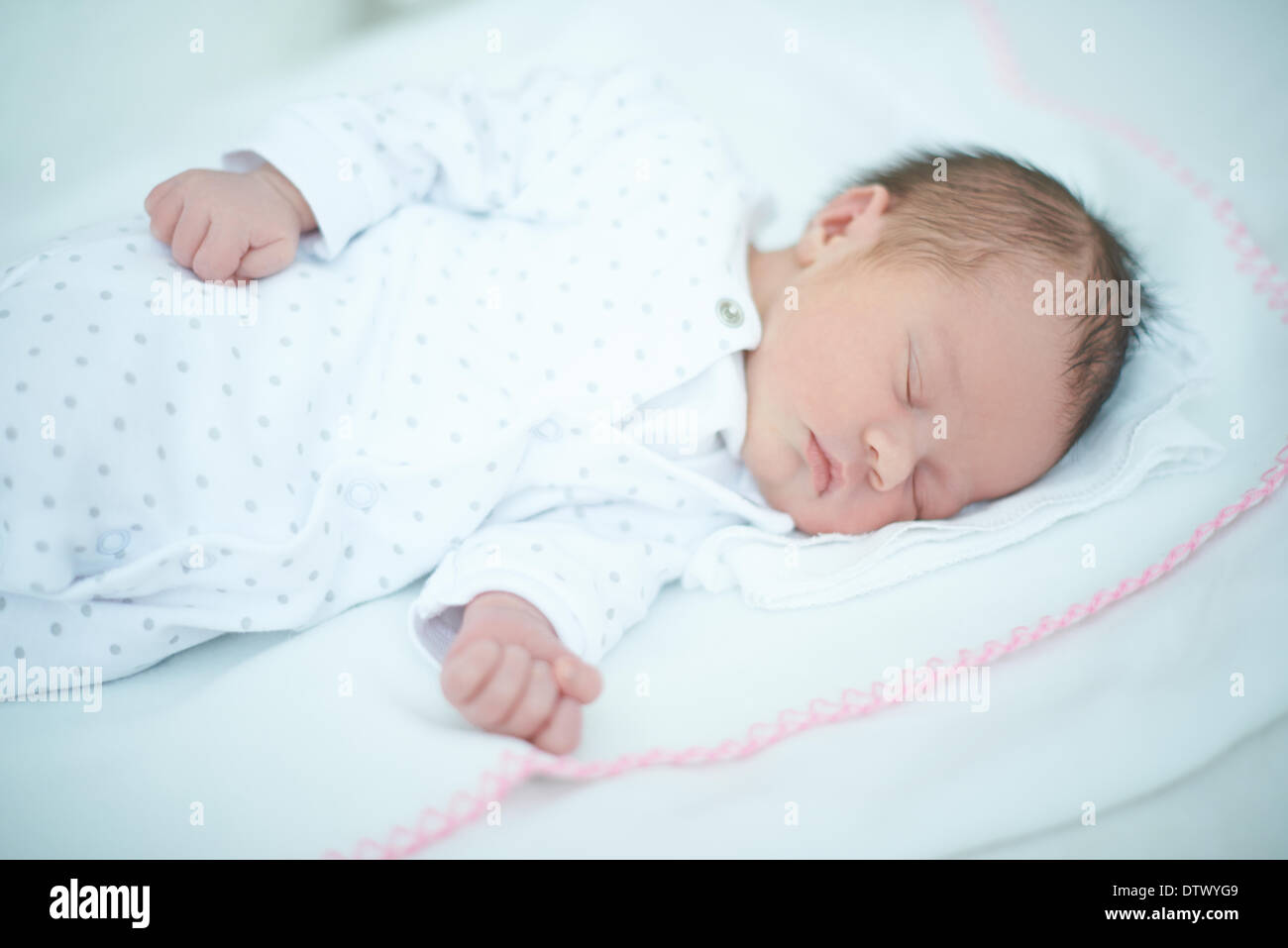 Adorable Child Sleeping on White Blanket Stock Photo Alamy