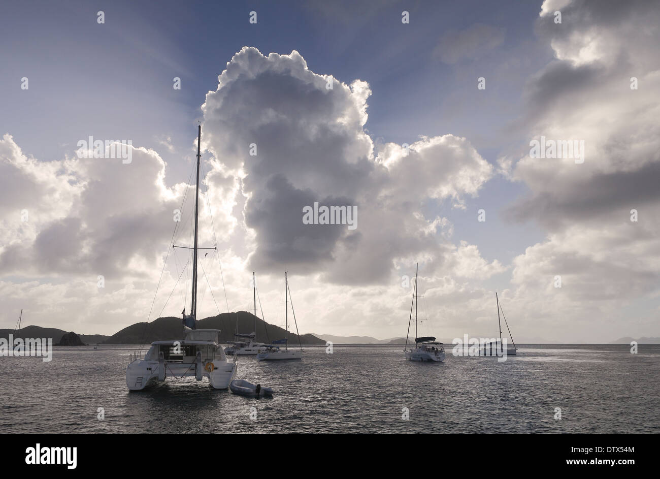 Private yachts at anchor, Cooper Island Resort and Beach Club, British