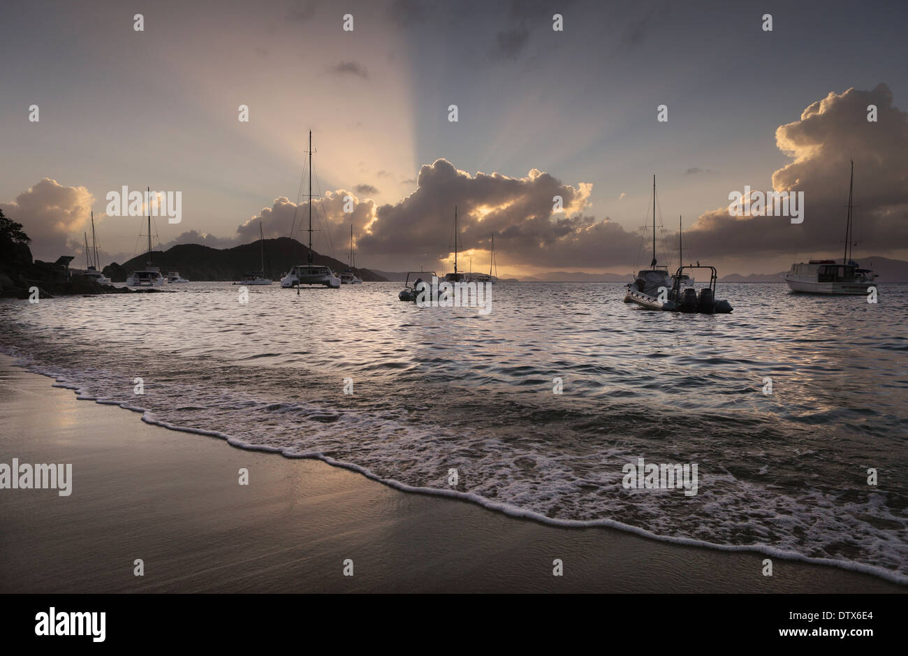 Private yachts at anchor, Cooper Island Resort and Beach Club, British