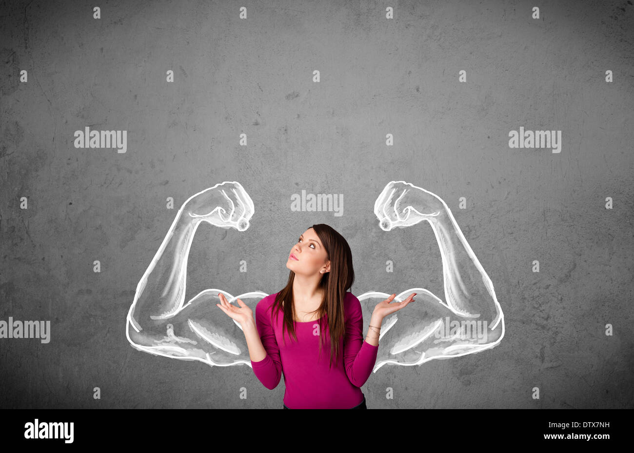 Young woman strong muscled arms hi-res stock photography and images - Alamy